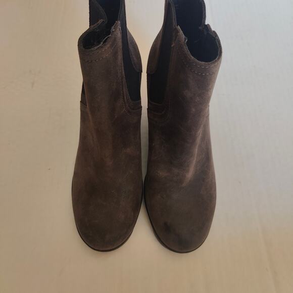 SOREL Women's Joan of Arctic Wedge III Chelsea Boot in Brown Leather size 5.5 w - Picture 3 of 9